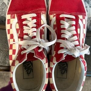 Vans Red and White Checkered Sneakers